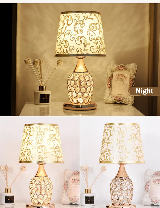 Crystal Table Lamp – Elegant Bedside Light with Polished Chrome Finish