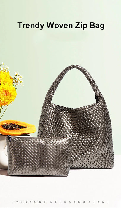 Stylish Split Leather Bucket Shoulder Bag – Versatile Women’s Handbag for Work & Casual Outings - Samanta Factory
