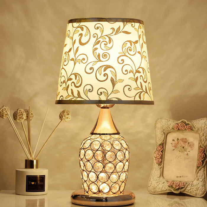 Crystal Table Lamp – Elegant Bedside Light with Polished Chrome Finish