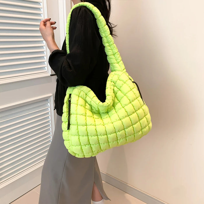 Women’s Puffer Shoulder Bag – Fashion Bubble Tote with Large Capacity - Samanta Factory