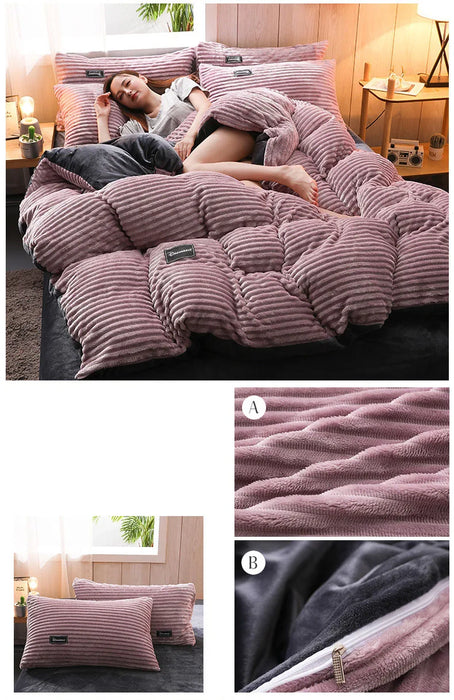 3-Piece Winter Velvet Duvet Cover Set – Soft Warm Fleece with Pillowcases, Twin to King Size" - Samanta Factory
