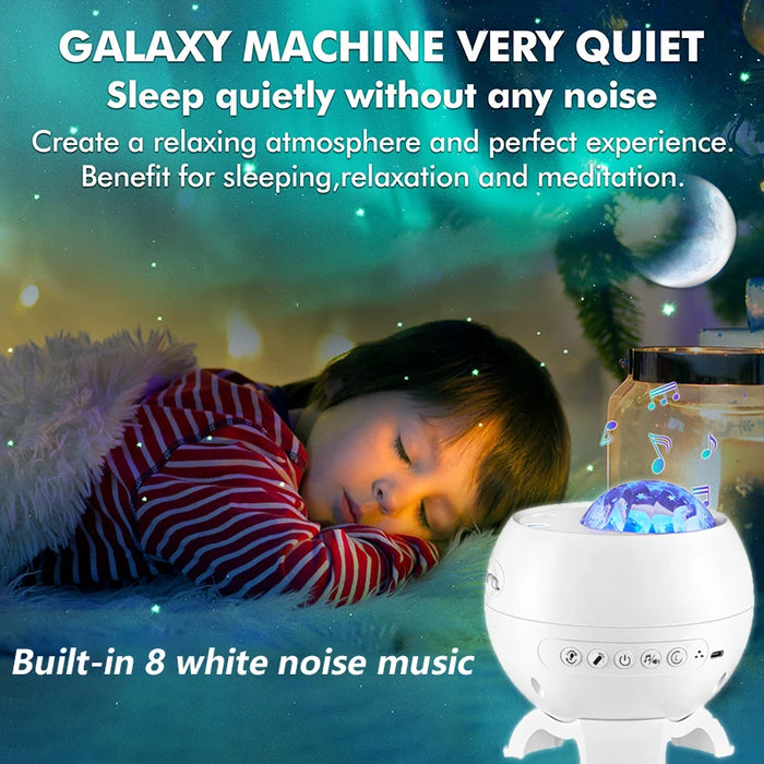 Galaxy Light Projector – 360° Dream Aurora Star & Moon Lamp with Bluetooth, White Noise & Rechargeable Battery - Samanta Factory