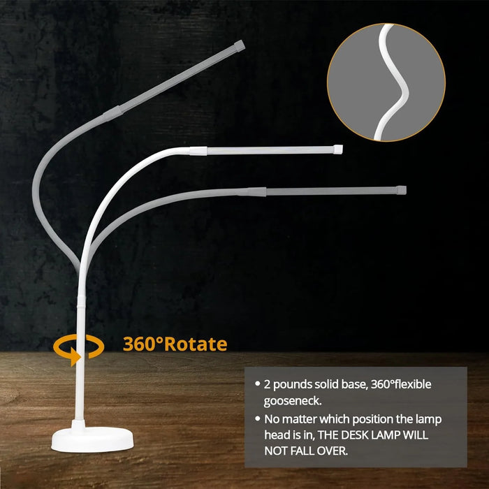 Adjustable LED Desk Lamp – 360° Flexible Gooseneck with 30 Lighting Modes