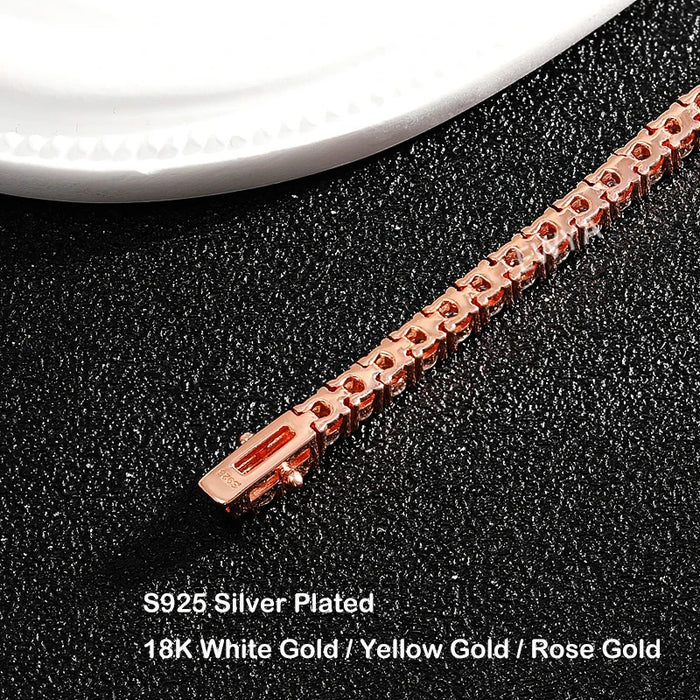 EWYA D Color Moissanite Tennis Bracelet 925 Silver 18K Gold - Samanta Factory