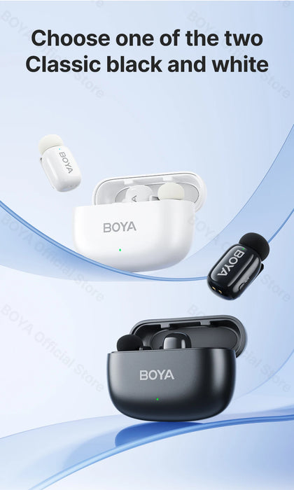 BOYA Mini Wireless Microphone – 2.4GHz Lavalier Mic with Charging Case for iPhone & Android - Samanta Factory