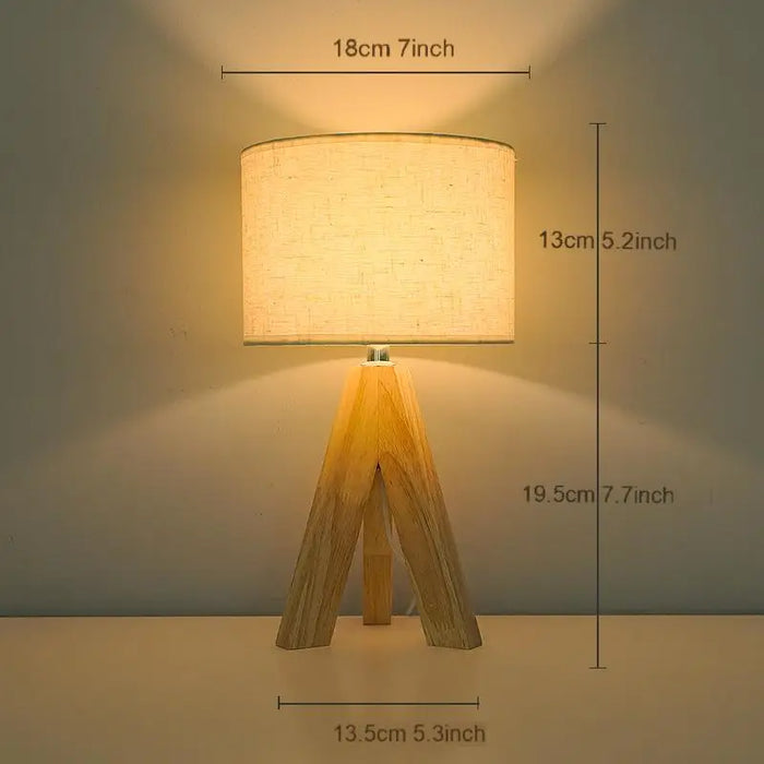 Wooden Tripod Floor Lamp – Hand-Knitted Fabric Shade with E26 Dimmable LED - Samanta Factory