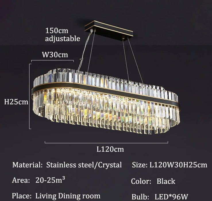 Modern Luxury LED Crystal Chandelier – Dimmable Remote-Controlled Ceiling Light