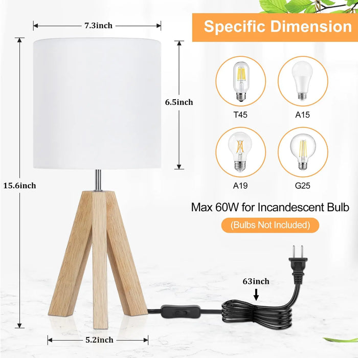 Wooden Tripod Floor Lamp – Hand-Knitted Fabric Shade with E26 Dimmable LED - Samanta Factory