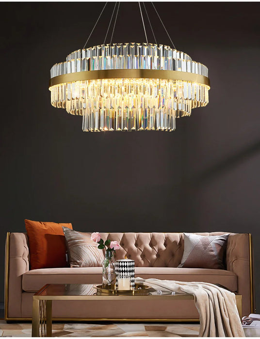 Modern Luxury LED Crystal Chandelier – Dimmable Remote-Controlled Ceiling Light
