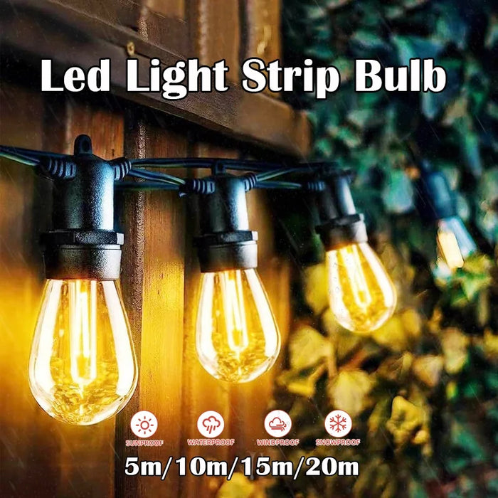 Solar String Lights – Outdoor Waterproof G40 Bulbs with Remote Control