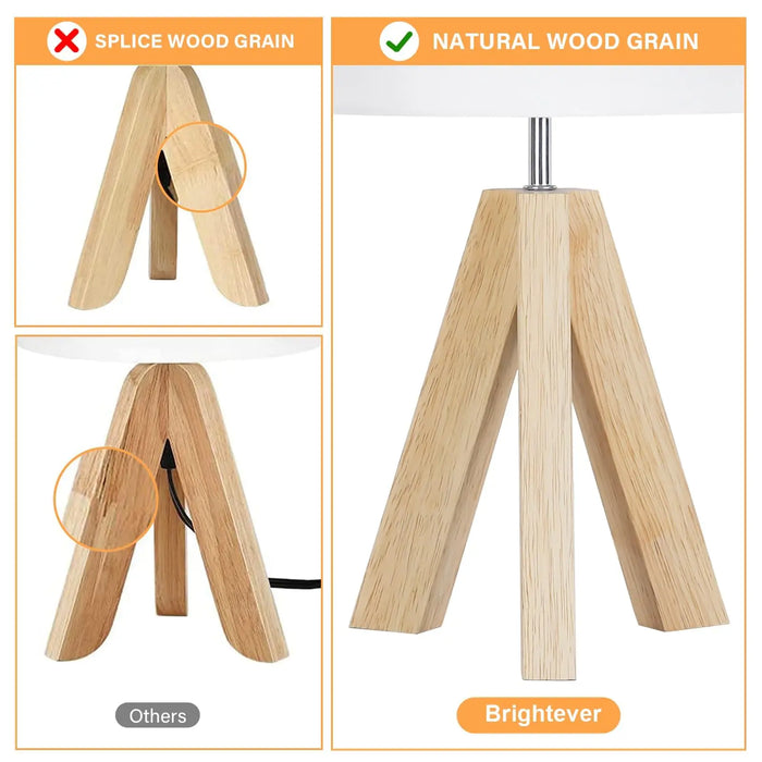 Wooden Tripod Floor Lamp – Hand-Knitted Fabric Shade with E26 Dimmable LED - Samanta Factory