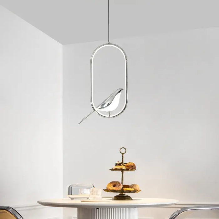 Bird Pendant Light – Modern Gold & Silver Hanging Lamp with Rotatable Magpie Design - Samanta Factory