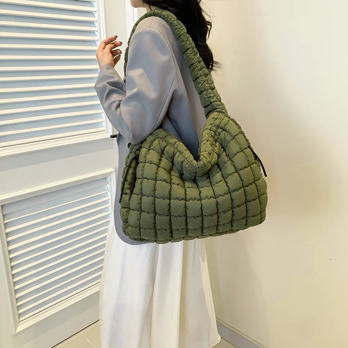Women’s Puffer Shoulder Bag – Fashion Bubble Tote with Large Capacity - Samanta Factory