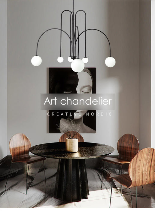 Modern LED Chandelier – Frosted Glass Pendant Light for Elegant Interiors