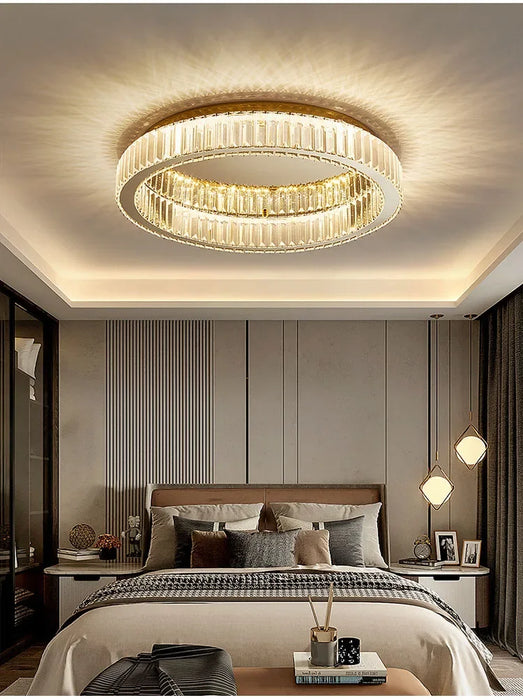 Modern Crystal Chandelier – Remote-Controlled LED Pendant Light for Living & Dining Rooms