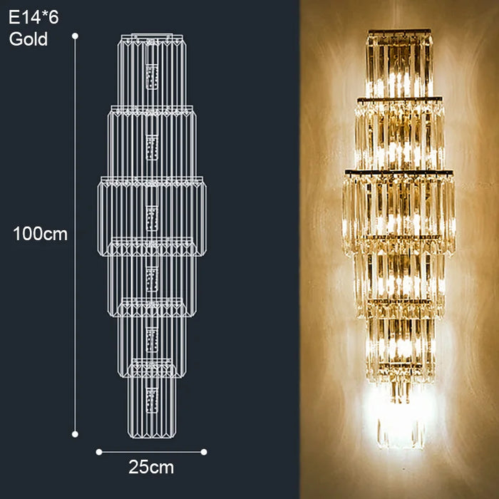 Crystal Wall Lamp – Modern Gold LED Lighting for Dining & Bedroom