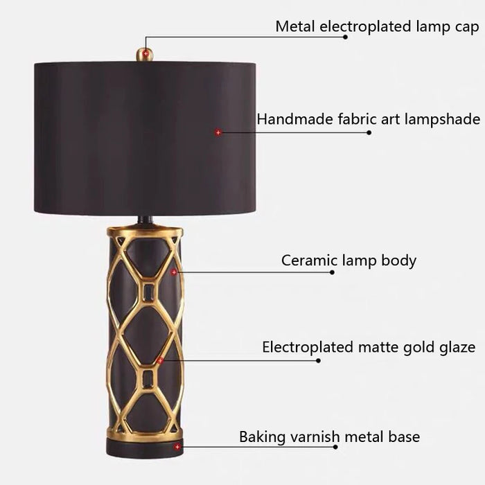 Nordic Ceramic Table Lamp – Elegant Fabric Shade Light for Bedroom & Living Room