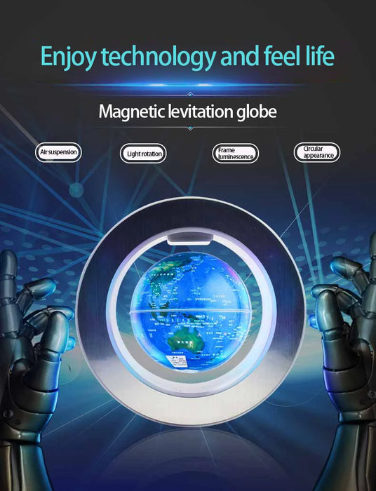 Floating Moon Globe Lamp – O-Type Magnetic Frame with LED Night Light - Samanta Factory