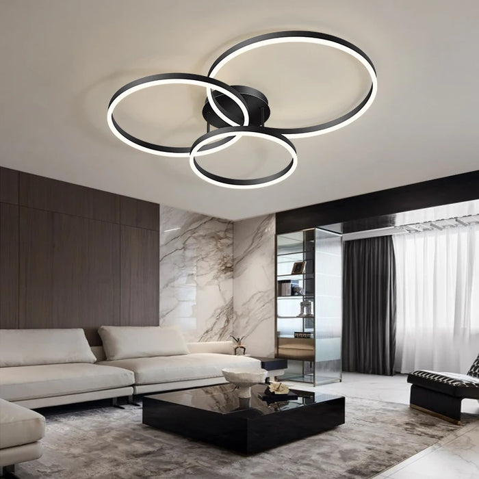 Modern LED Chandelier – Dimmable Semi-Flush Mount with Remote Control