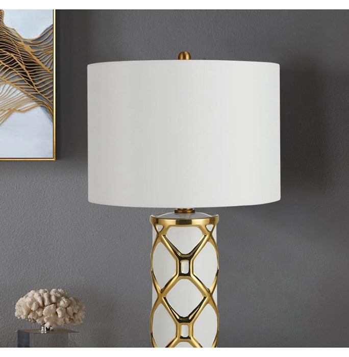 Nordic Ceramic Table Lamp – Elegant Fabric Shade Light for Bedroom & Living Room