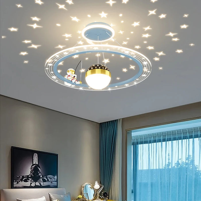 Modern Flush Mount LED Chandelier – Remote-Control Dimmable Ceiling Light