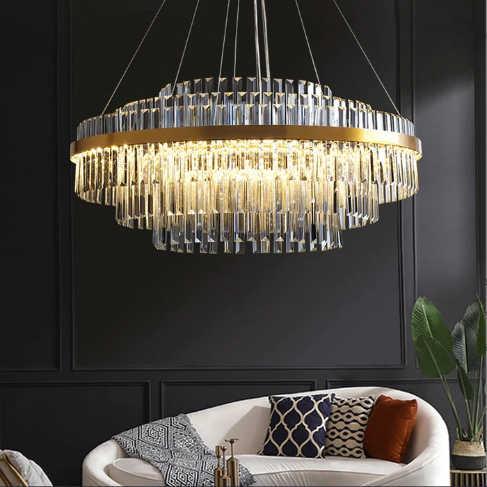 Modern Luxury LED Crystal Chandelier – Dimmable Remote-Controlled Ceiling Light