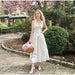 A-line Strap Long Dress – Square Neck & Backless Design - Samanta Factory