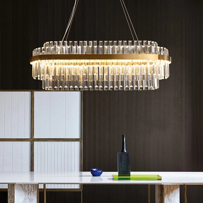 Modern Luxury LED Crystal Chandelier – Dimmable Remote-Controlled Ceiling Light