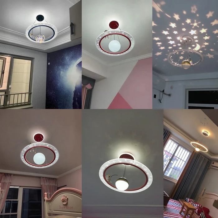 Modern Flush Mount LED Chandelier – Remote-Control Dimmable Ceiling Light