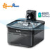 Wireless battery-operated cat water fountain with stainless steel bowl, motion sensor, and filtration system