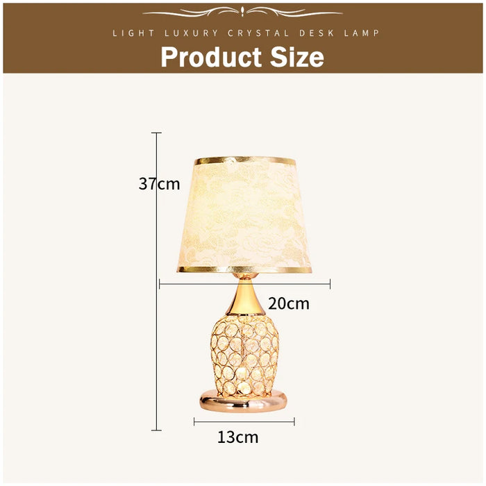 Crystal Table Lamp – Elegant Bedside Light with Polished Chrome Finish