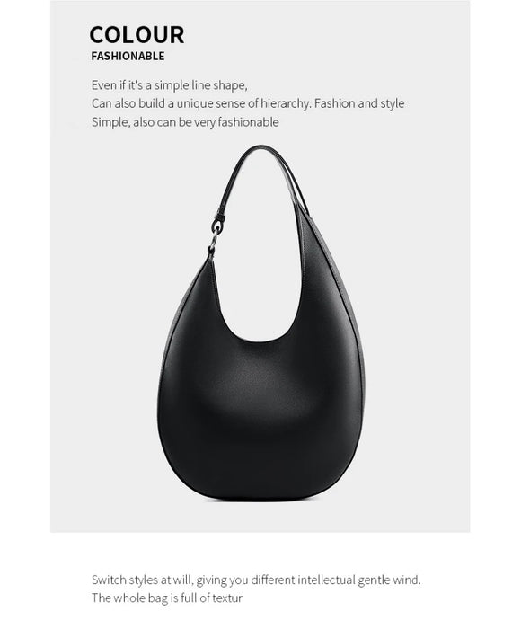 Half-Moon Shoulder Bag – Soft Versatile Leather Handbag for Women - Samanta Factory
