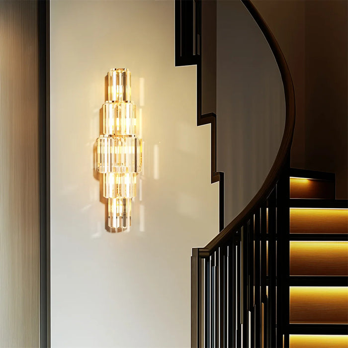 Crystal Wall Sconce – Luxurious 3- or 5-Tier LED Lighting with Gold Finish