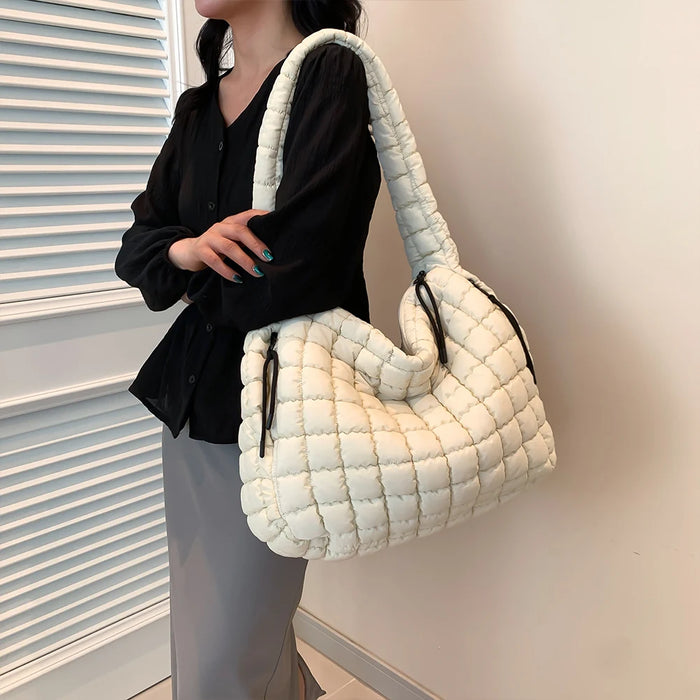 Women’s Puffer Shoulder Bag – Fashion Bubble Tote with Large Capacity - Samanta Factory