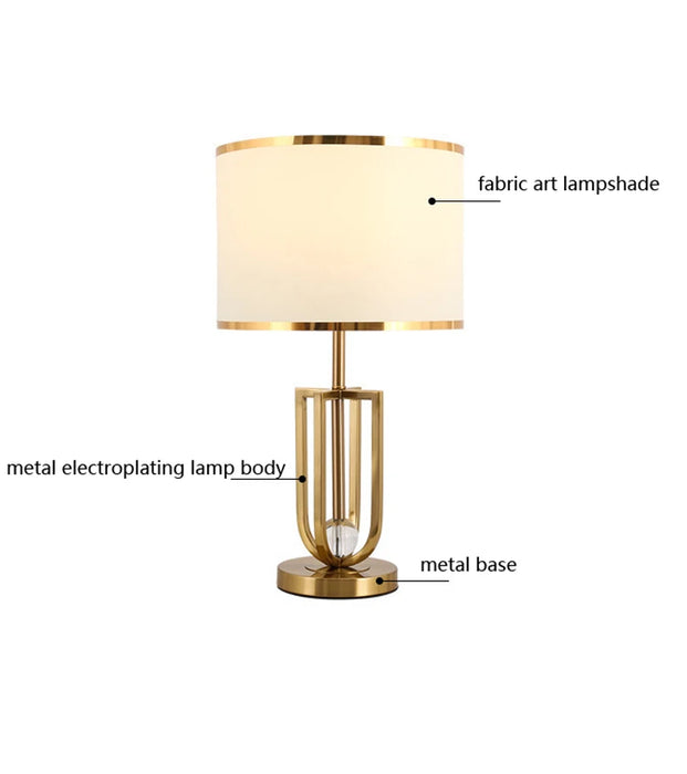 European-Style Bedside Table Lamp – Fabric Shade with Crystal Accent