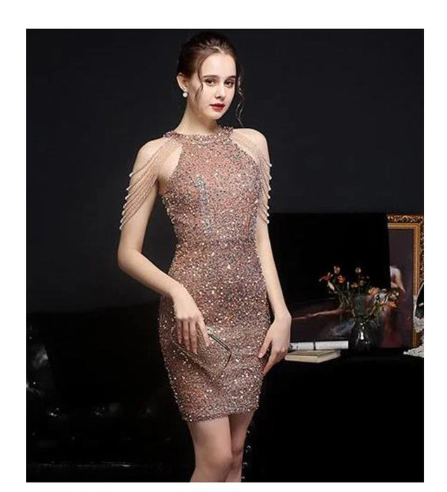 Sequin Mini Dress – Halter Neck & Slim Fit - Samanta Factory