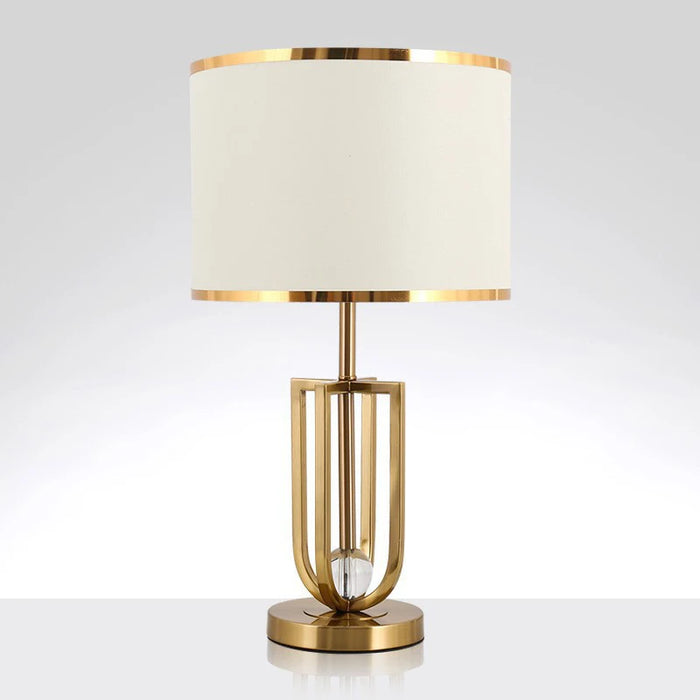 European-Style Bedside Table Lamp – Fabric Shade with Crystal Accent