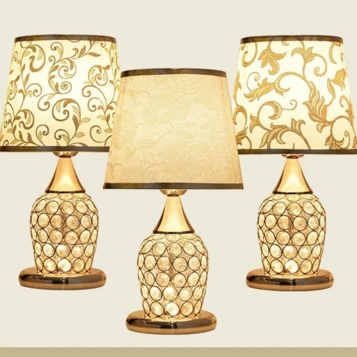 Crystal Table Lamp – Elegant Bedside Light with Polished Chrome Finish