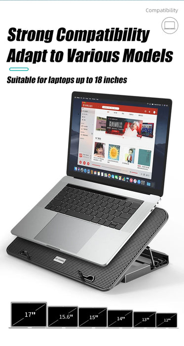 Laptop Cooling Pad – 6-Fan Ultra-Quiet Airflow for 13–18" Notebook - Samanta Factory