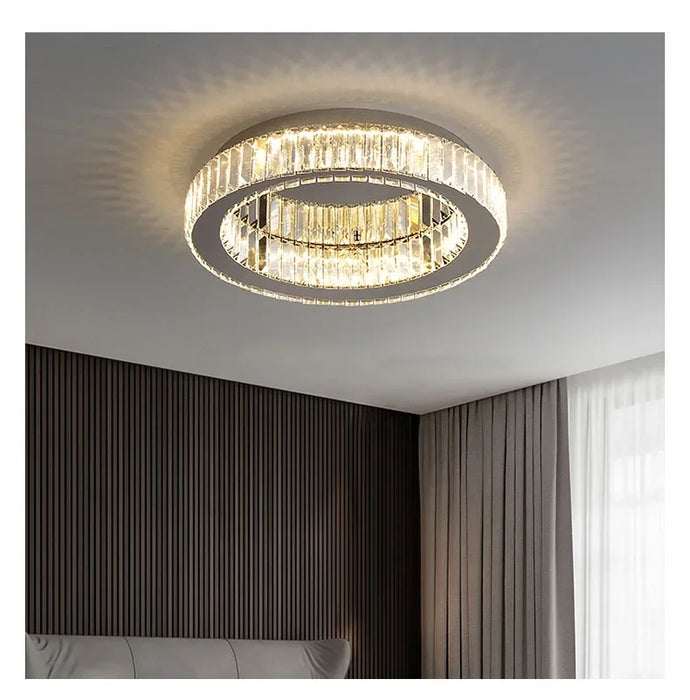 Modern Crystal Chandelier – Remote-Controlled LED Pendant Light for Living & Dining Rooms