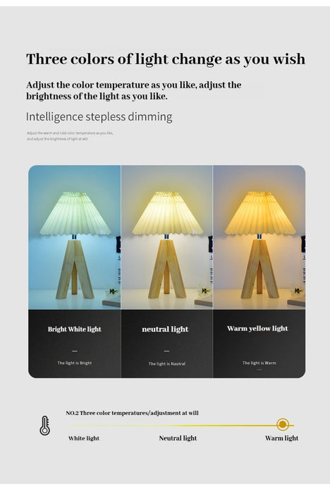 Wooden Tripod Floor Lamp – Hand-Knitted Fabric Shade with E26 Dimmable LED - Samanta Factory