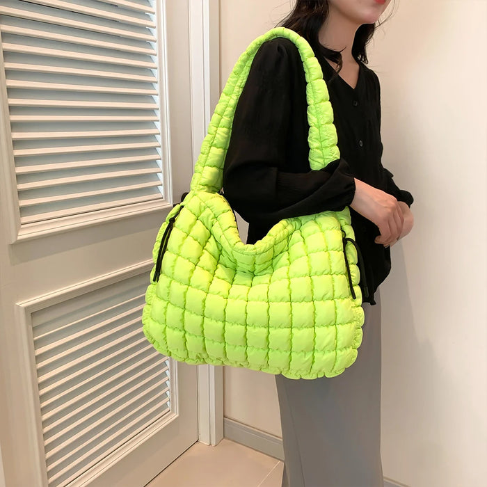 Women’s Puffer Shoulder Bag – Fashion Bubble Tote with Large Capacity - Samanta Factory