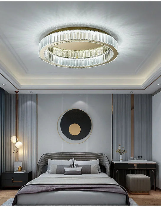 Modern Crystal Chandelier – Remote-Controlled LED Pendant Light for Living & Dining Rooms
