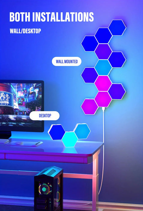 Hexagonal Night Light – DIY Smart LED Wall Panels with App & Music Sync - Samanta Factory