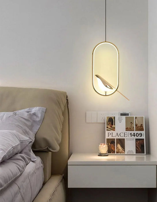 Bird Pendant Light – Modern Gold & Silver Hanging Lamp with Rotatable Magpie Design - Samanta Factory