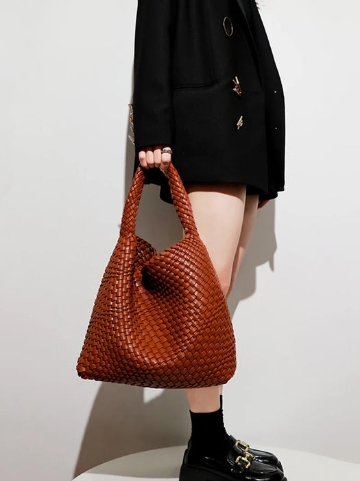 Stylish Split Leather Bucket Shoulder Bag – Versatile Women’s Handbag for Work & Casual Outings - Samanta Factory