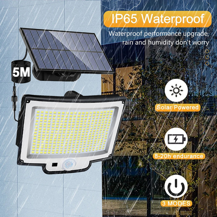 Solar Security Light – 3-Head Motion Sensor with Super Bright 348 LEDs