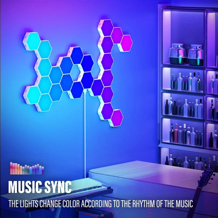 Hexagonal Night Light – DIY Smart LED Wall Panels with App & Music Sync - Samanta Factory