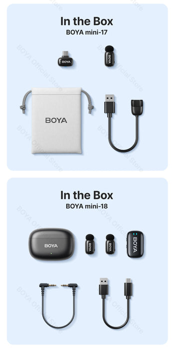 BOYA Mini Wireless Microphone – 2.4GHz Lavalier Mic with Charging Case for iPhone & Android - Samanta Factory