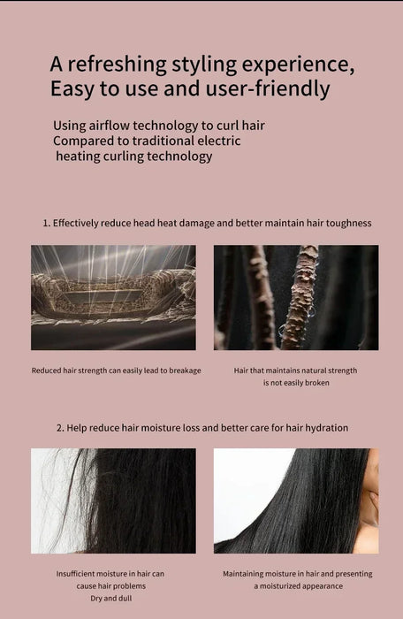 Professional Hair Dryer & Styler – Coanda Airflow with Curling, Straightening & Anti-Frizz Nozzles - Samanta Factory